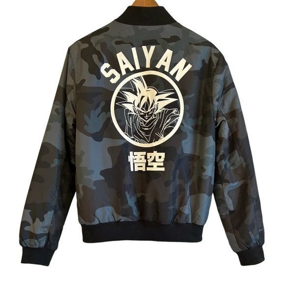 Dragon Ball 2 Saiyon Adult Mens Bomber Jacket Size Medium Camo Print - Picture 2 of 8